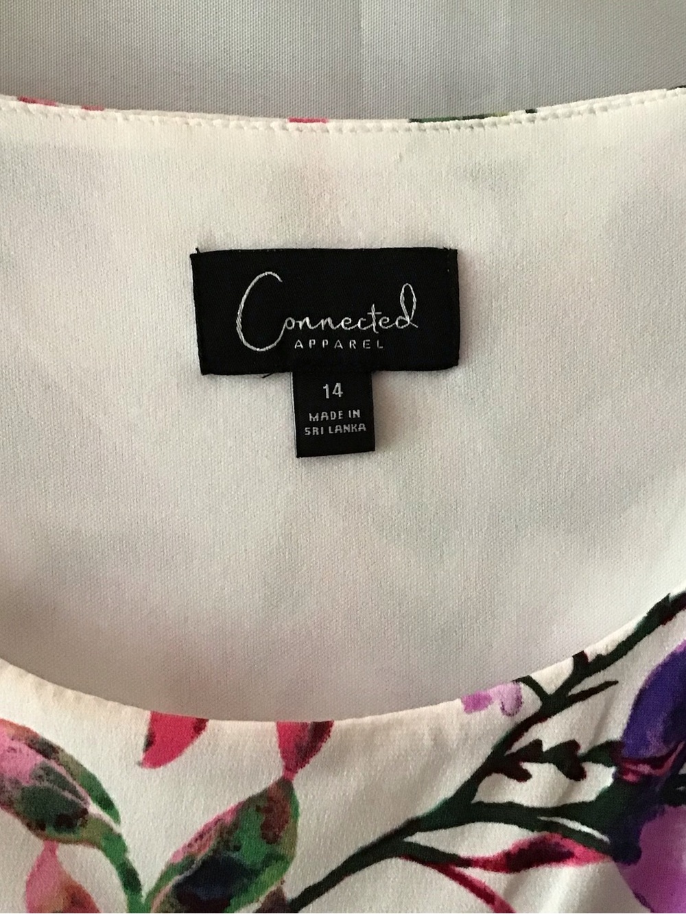 378 connected apparel Ivory Midi Dress with Purple & Green Floral Print - Picture 3 of 7